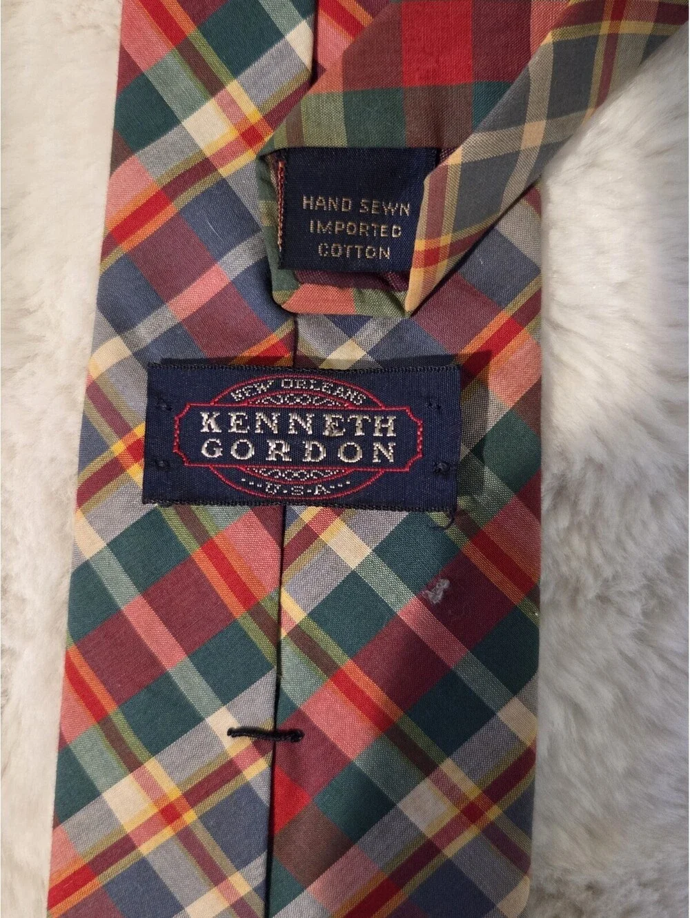 4 Vintage Madras Plaid Tartan Ties Red Blue Pink Yellow Tommy Hilfiger Britt